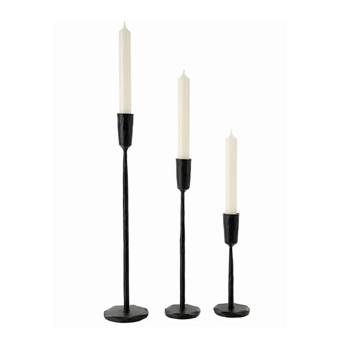 Luna Forged Candlestick Medium - Black