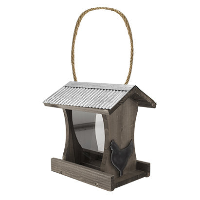 Rustic Farmhouse 3 lbs. Tall Hopper Feeder with Rooster Accent - Rustic FarmhousBerry Hill - Country Living Products