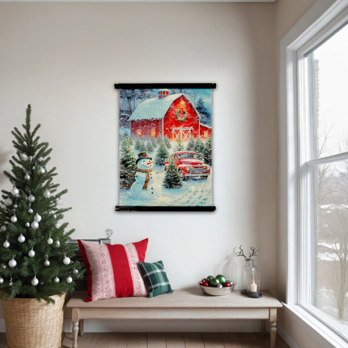 Crinkle Paper Wall Hanger - Snowman at the Barn