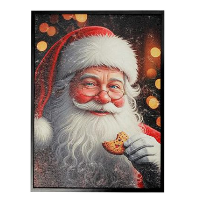Recycled Paper Framed Santa Wall Art