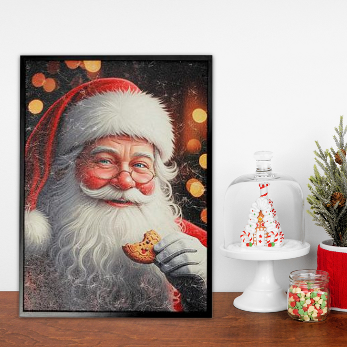 Recycled Paper Framed Santa Wall Art