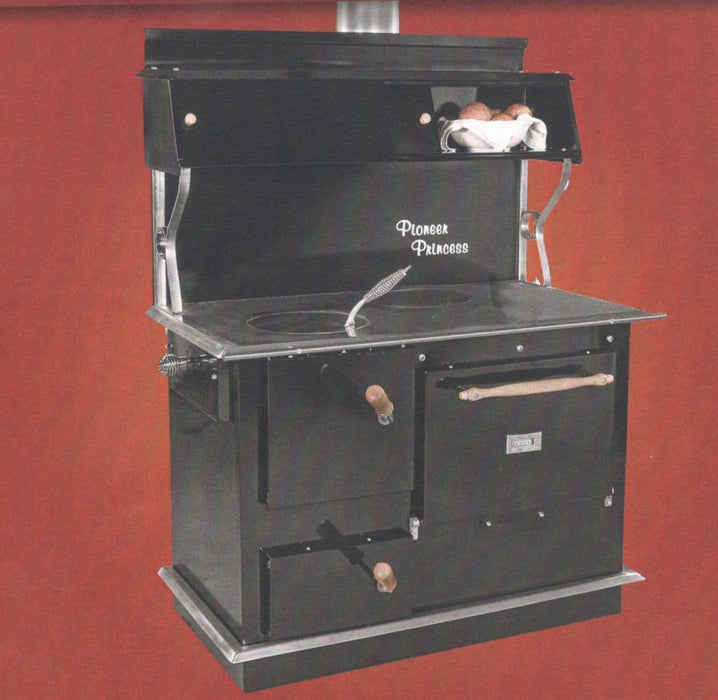 Pioneer Princess Wood Cookstove w/Shelf/Rear Water Reservoir