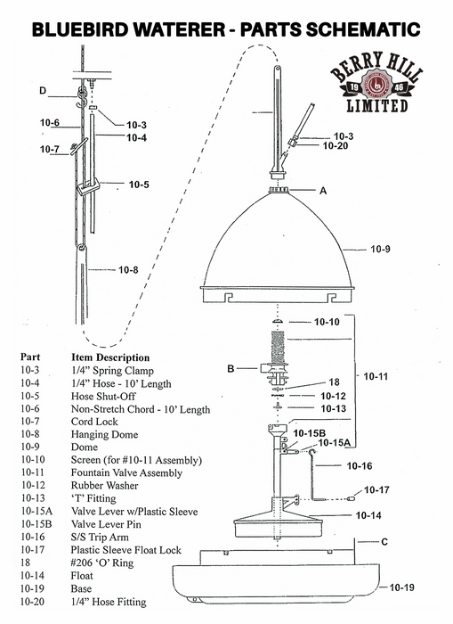 Bluebird Waterer - Hose Shut Off