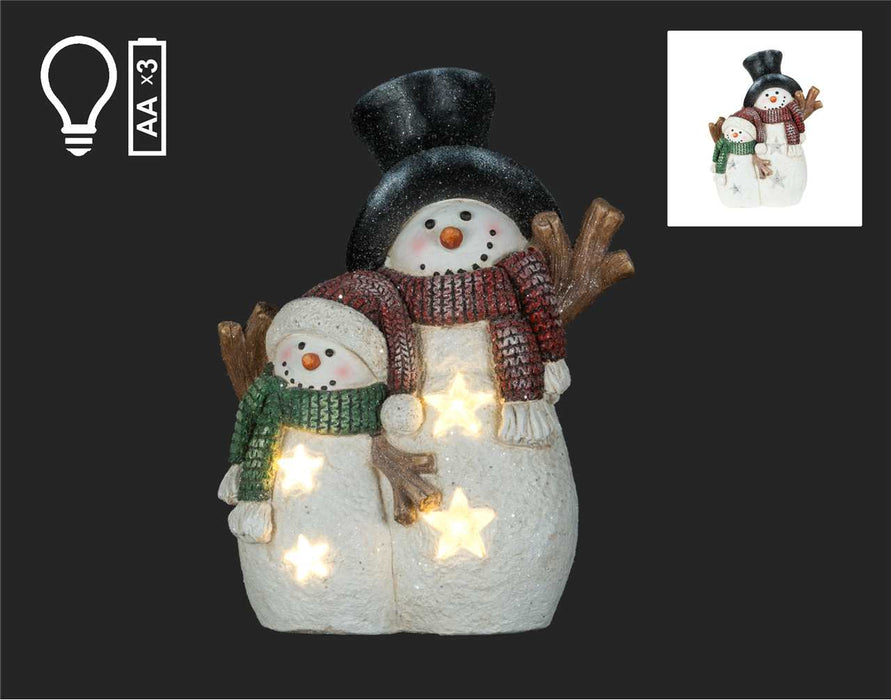 18" LED Snowman Child/Parent Statue