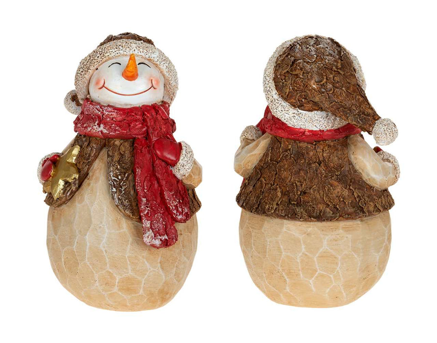 7.5" Red & Gold Snowman Statue