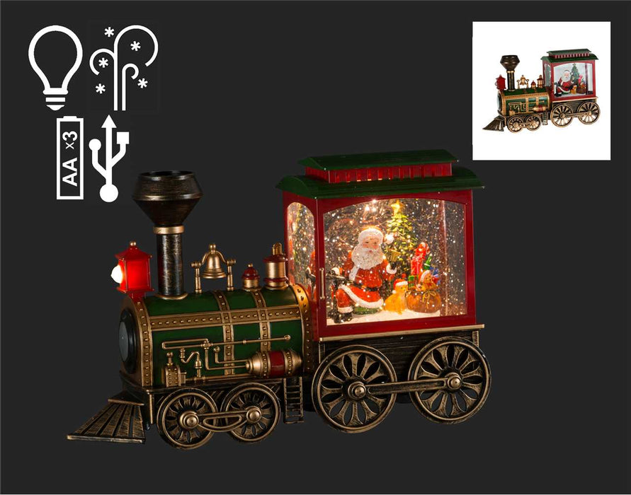 8" LED Santa on Train Snow Globe
