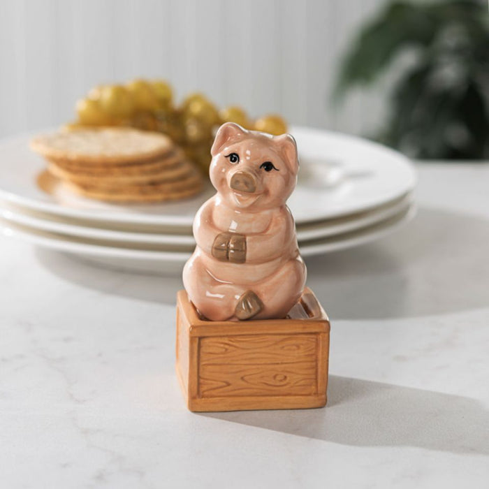 Salt & Pepper Shakers - Pig on a Crate