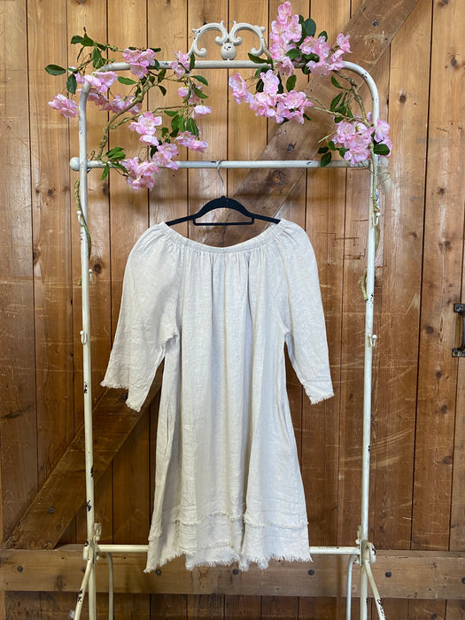 Linen Off The Shoulder Dress - Cream