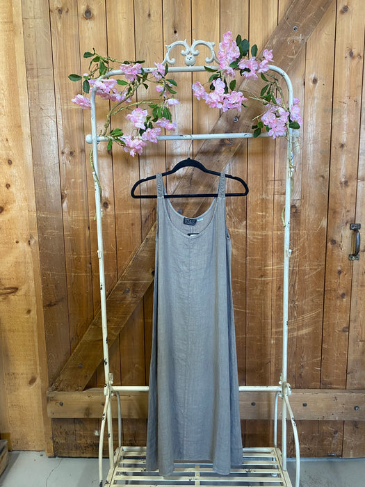Taupe Linen Dress - Sleeveless