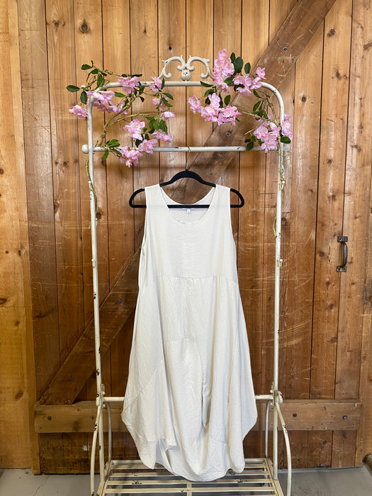 Linen Balloon Dress - Beige