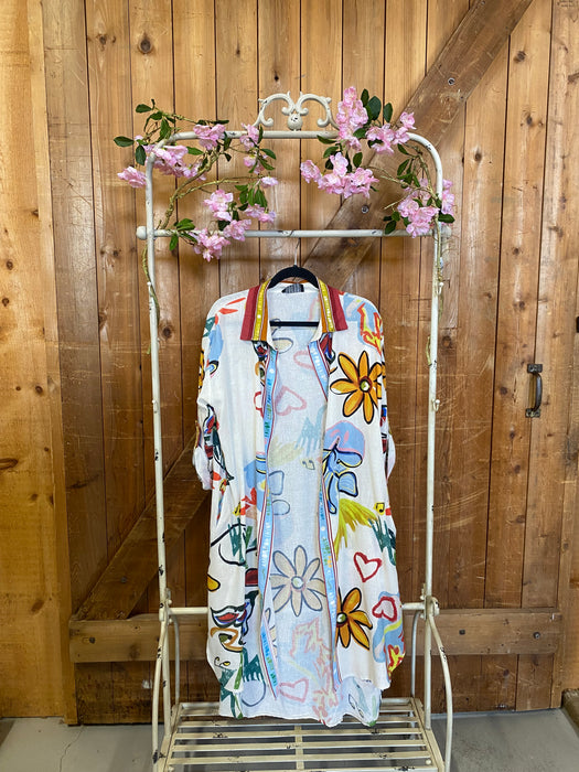 Vibrant Floral Dress - Linen