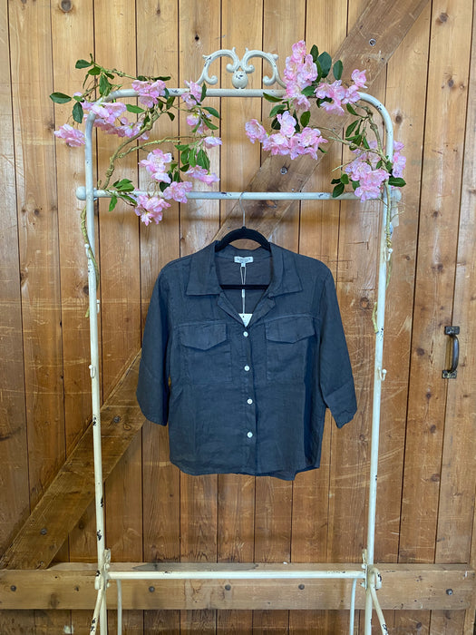 Linen Blouse - Charcoal