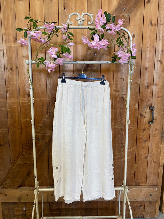 Linen Draw String Pants - Sand