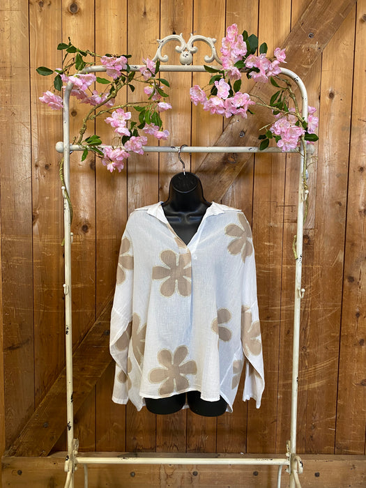 Caramel Flower Blouse