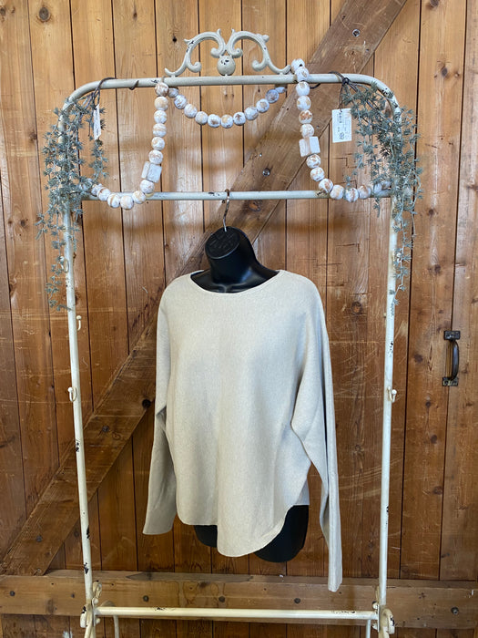 Scooped Bottom Sweater - Beige