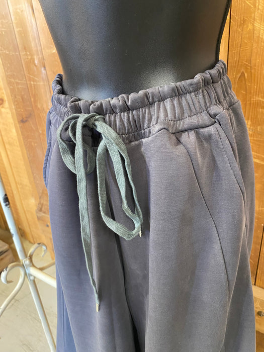 Wide Leg Track Pants - Grey