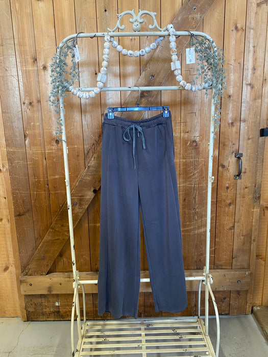 Wide Leg Track Pants - Grey