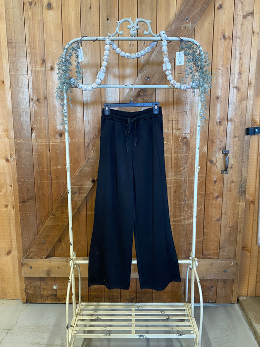 Wide Leg Track Pants - Black