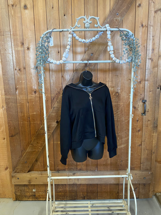 Drop Shoulder Hoodie - Black