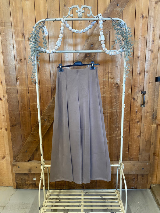 Wide Leg Pleated Pants - Taupe