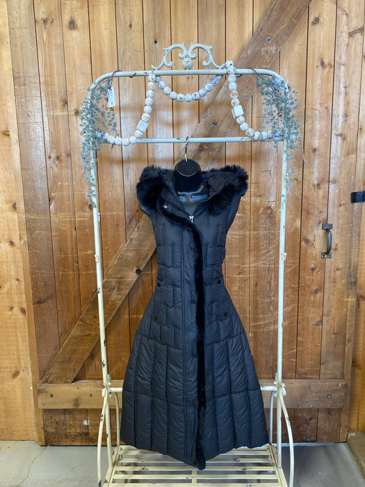 Black Puffer Vest with Fur