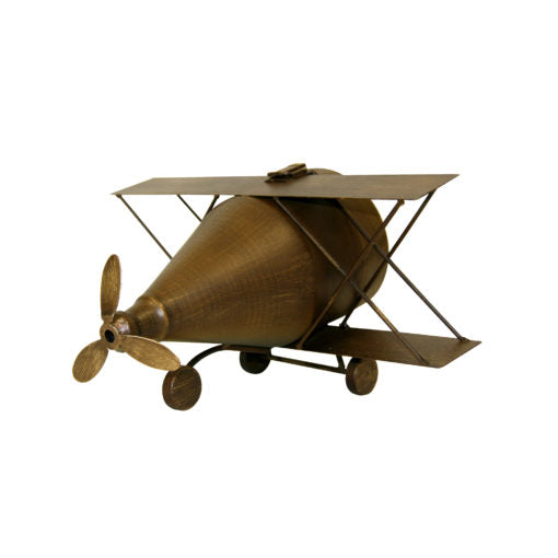 Classic Metal Airplane Table Clock - Bronze