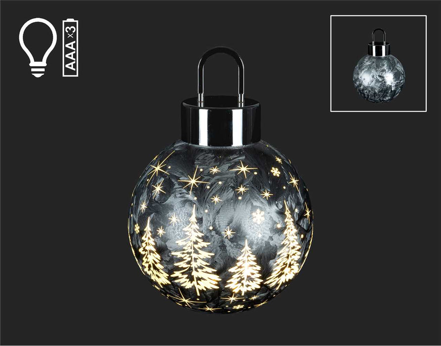 8" LED Silver Ball with Trees