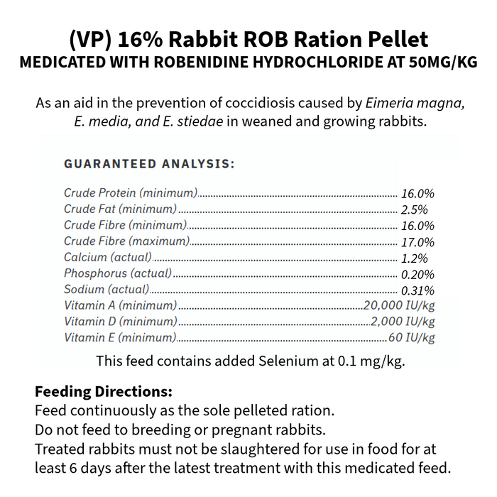 Rabbit ROB Ration Pellets - 25kg (Medicated)