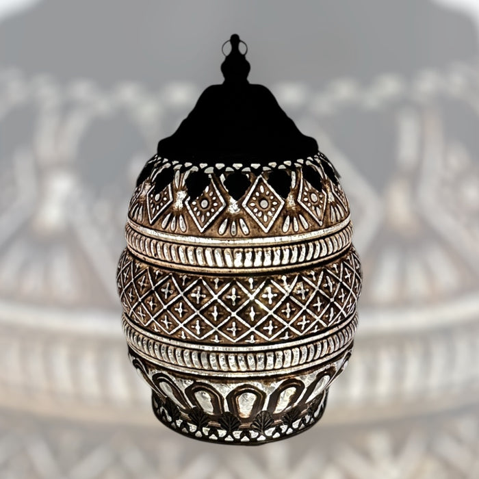 Yala Grey LED Glass Lantern with Timer