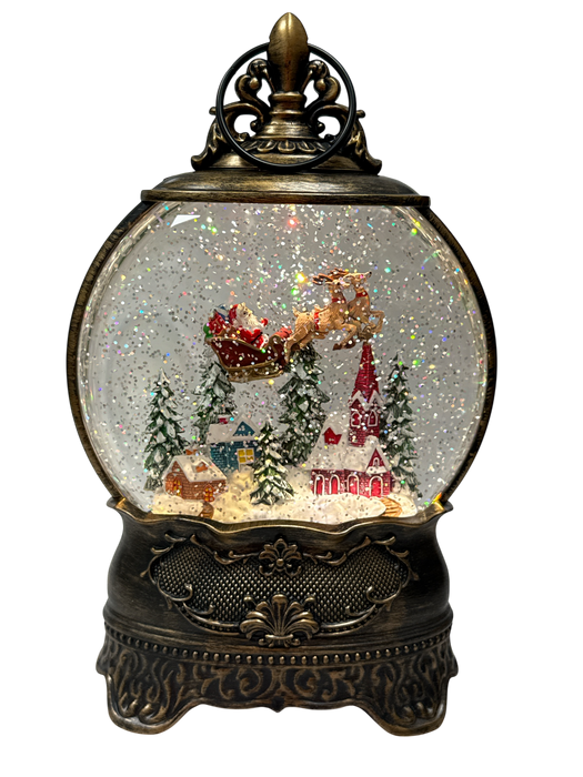 10.5" LED Water Globe with Santa & Reindeer