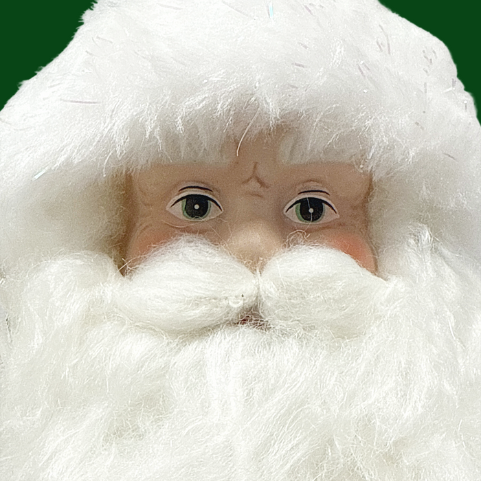 12" White Santa with Sack Tree Topper.