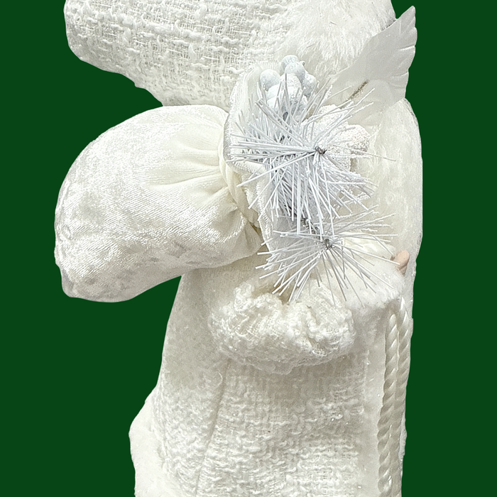 12" White Santa with Sack Tree Topper.