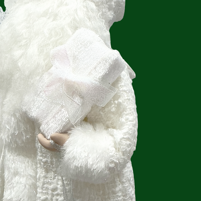 12" White Santa with Sack Tree Topper.