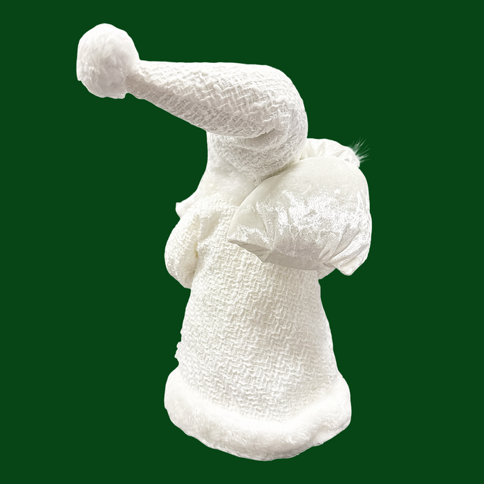 12" White Santa with Sack Tree Topper.
