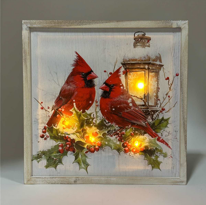 16" x 16" Winter Cardinal LED Print