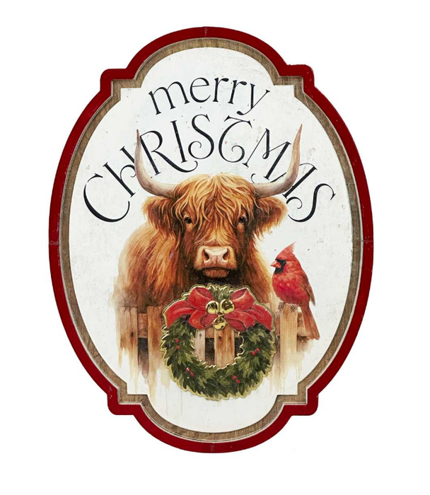 20" Highland Cow Christmas Sign