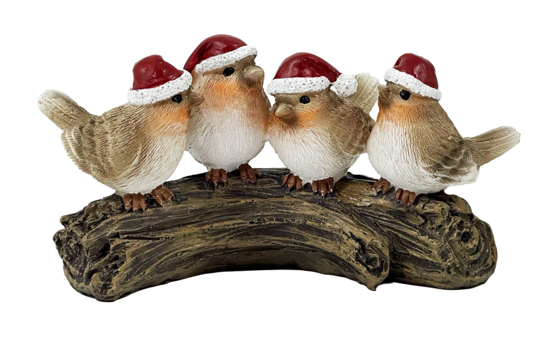 7" Festive Birds on Branch Statue