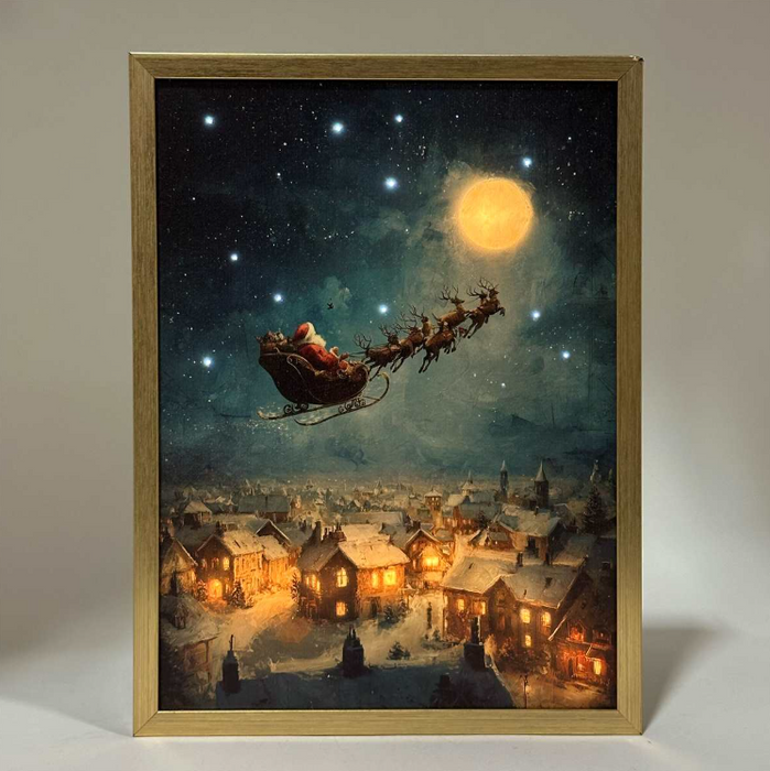 12" x 16" LED Santa's Sleigh Print