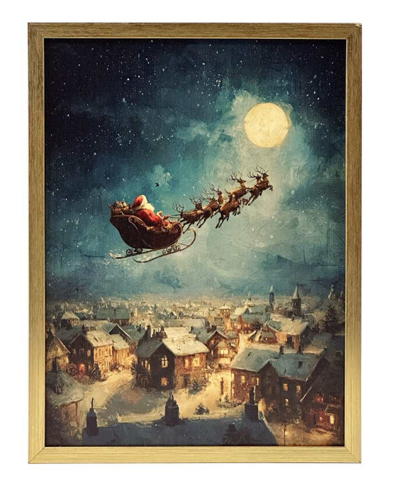 12" x 16" LED Santa's Sleigh Print
