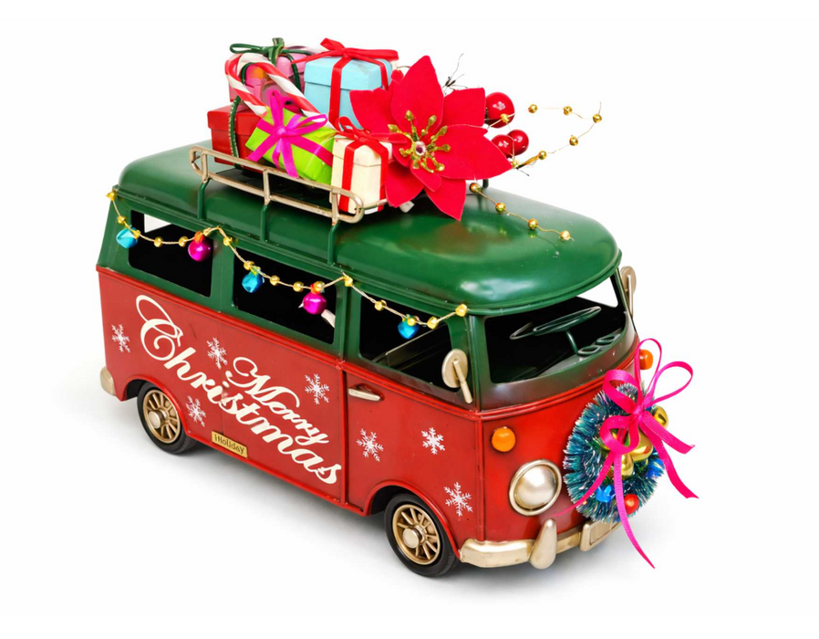 Retro Metal Christmas Bus Décor