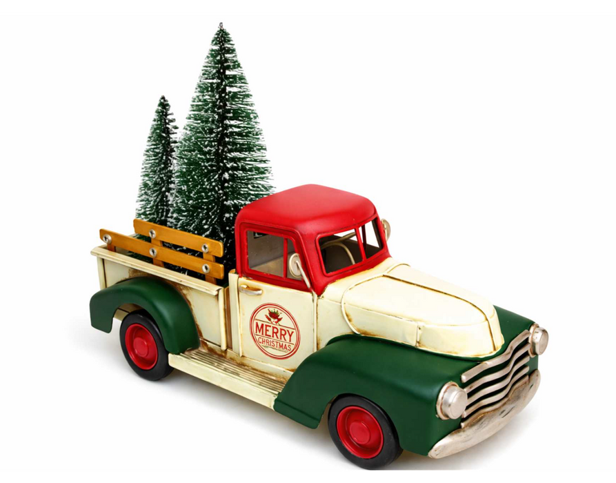 Retro Metal Christmas Truck Décor