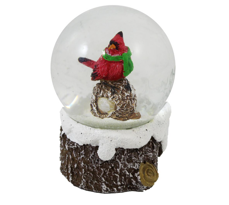 6" Winter Cardinal Woodland Snow Globe