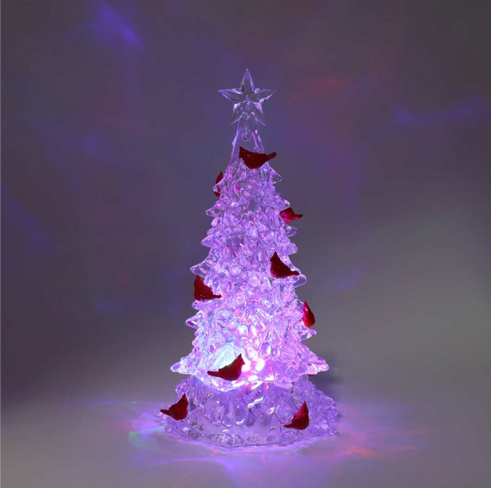 12" LED Cardinal Winter Tree