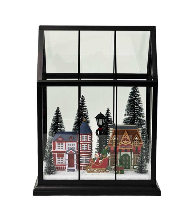 13" Christmas Village in Lantern
