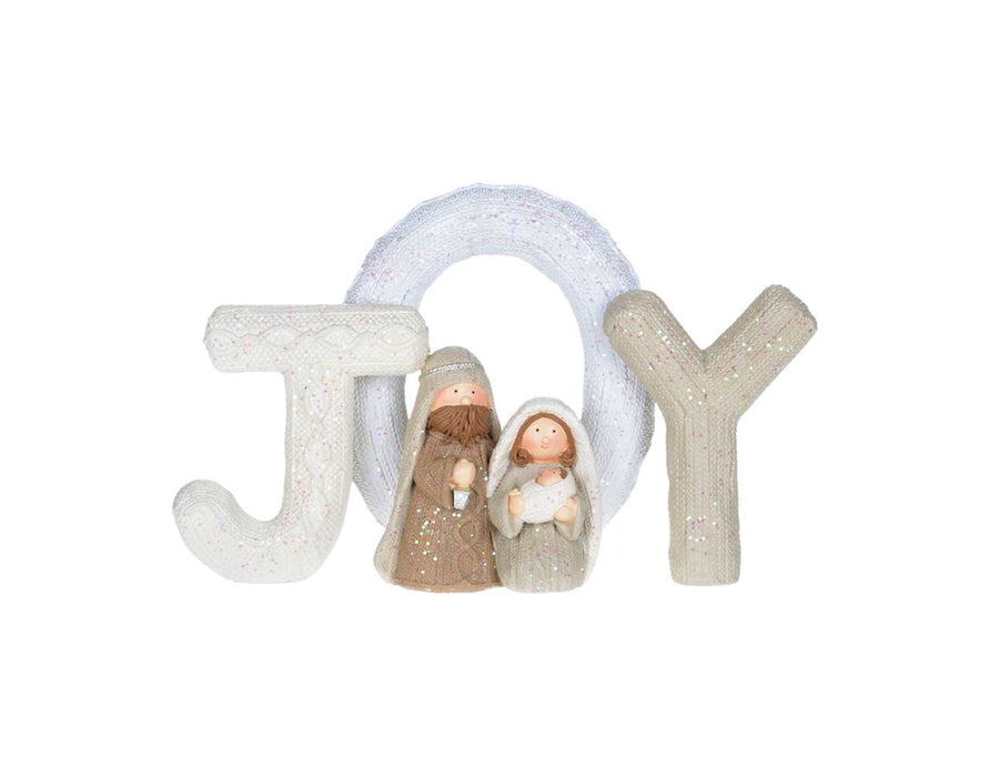 8" Knit "Joy" Holy Family Display