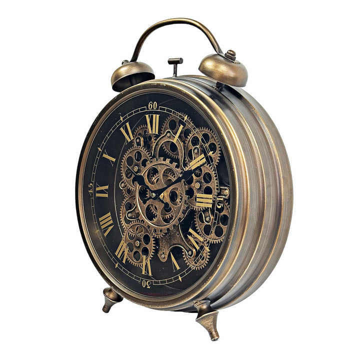 Victorian Bronze Moving Gear Table Clock