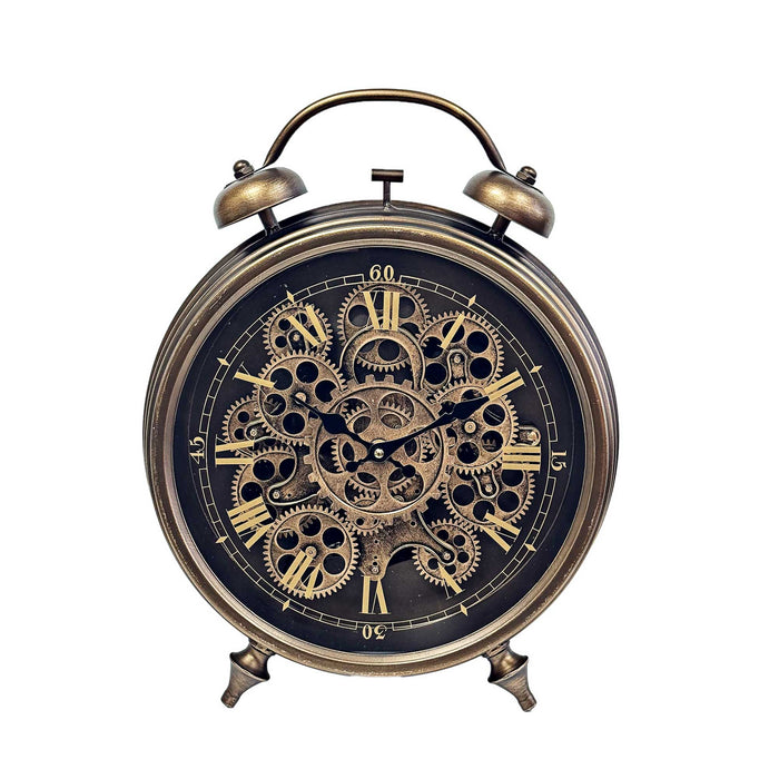 Victorian Bronze Moving Gear Table Clock