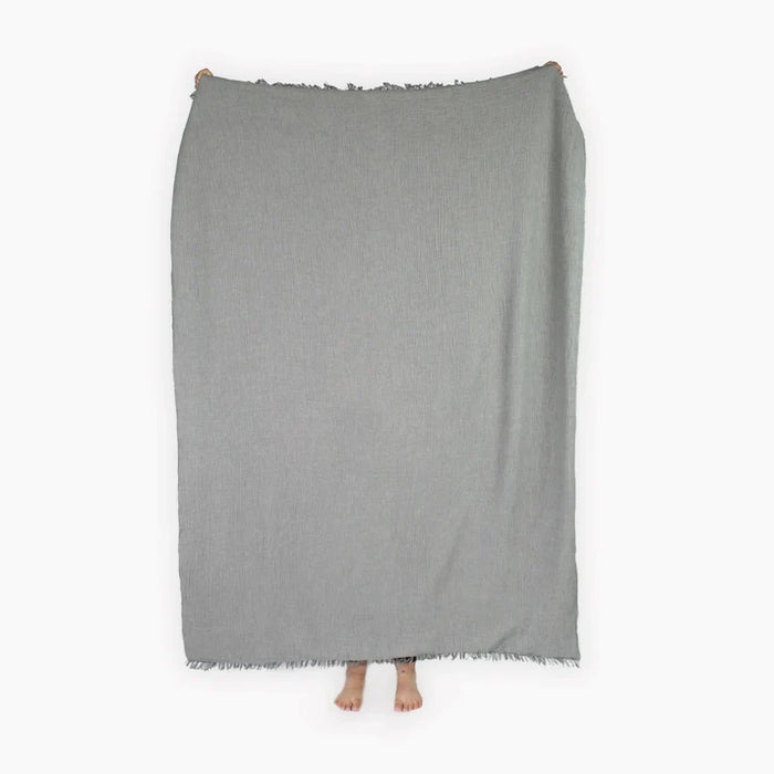 Crinkle Fleece Lined Throw - Charcoal Grey