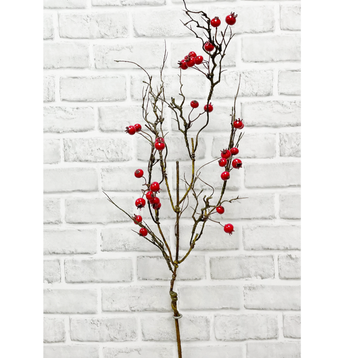 35" Shiny Red Twiggy Berry Spray
