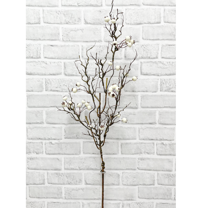 35" Matte White Twiggy Berry Spray